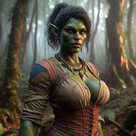 Dark Skinned Female Half Orc Wpiercings Dungeons And Dragons Races 5e Dnd In 2024 Female