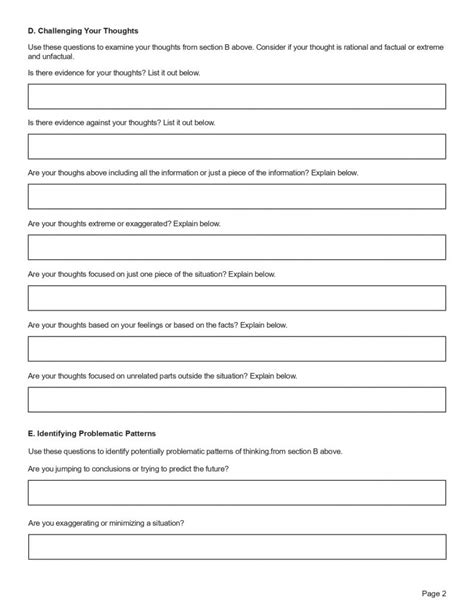 Challenging Negative Thoughts Worksheet Editable Fillable Printable Pdf