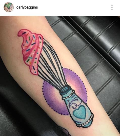 A Tattoo With An Image Of A Donut And A Whisk