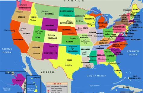 List Of U S State Capitals Map United States Map With Capitals States And Capitals Usa