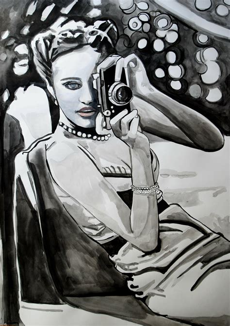 Girl With Camera 70 X 498 Cm By Alexandra Djokic 2020 Drawing