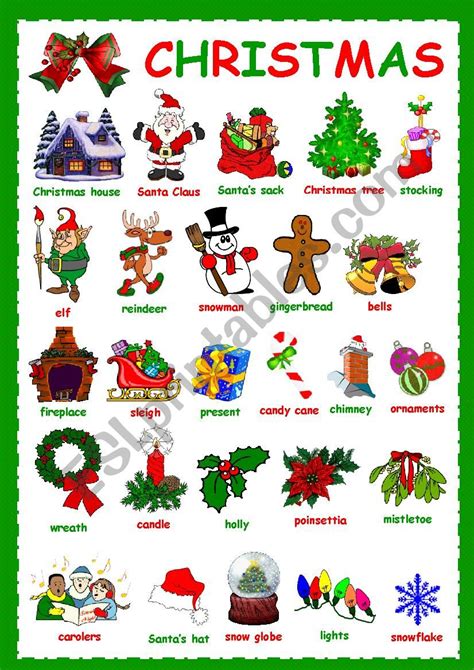 Christmas Vocabulary Worksheet Pdf