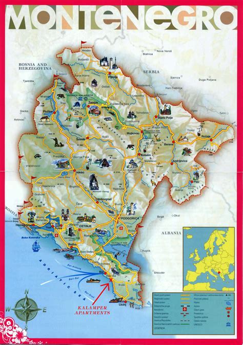 Large Detailed Tourist Map Of Montenegro Montenegro Large Detailed