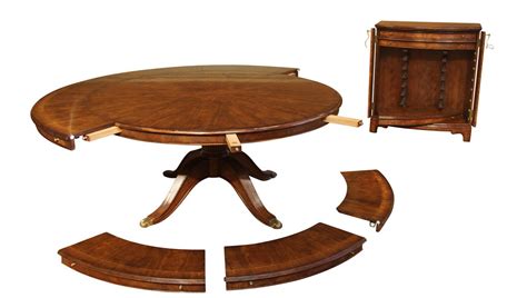 Expandable Round Walnut Dining Table Formal Traditional