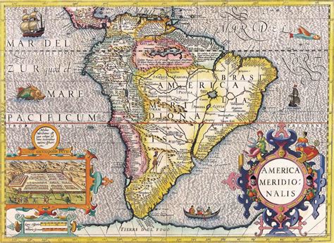 Mapa América do Sul Antigo 1630 Tela para Quadro Decoração