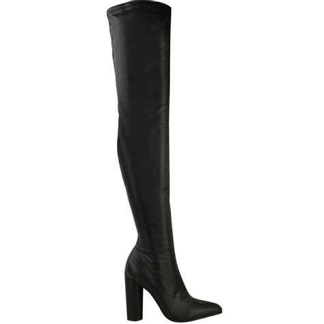Womens Ladies Over The Knee Boots Thigh High Block Heel Slim Fit Sexy