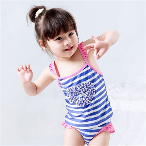2018 Summer Baby Girls Swimwear Kids Swimsuit Striped Cute Swimming