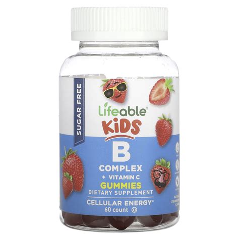 Lifeable Kids B Complex Vitamin C Gummies Natural Strawberry 60