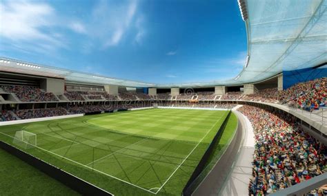 3d Concept Of Crowded Football Soccer Stadium Stock Image Image Of