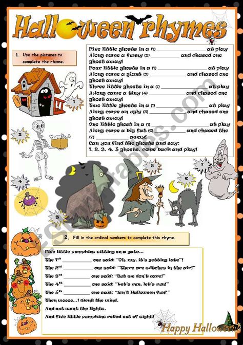 Halloween Rhymes Esl Worksheet By Mariaolimpia