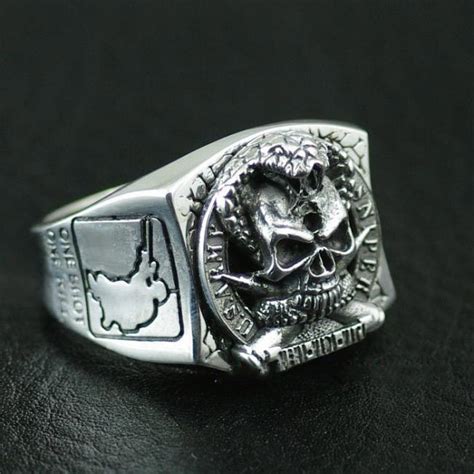 Japan Gothic Jewelry Cobra Skull Serving With The Us Army Sniper Ring