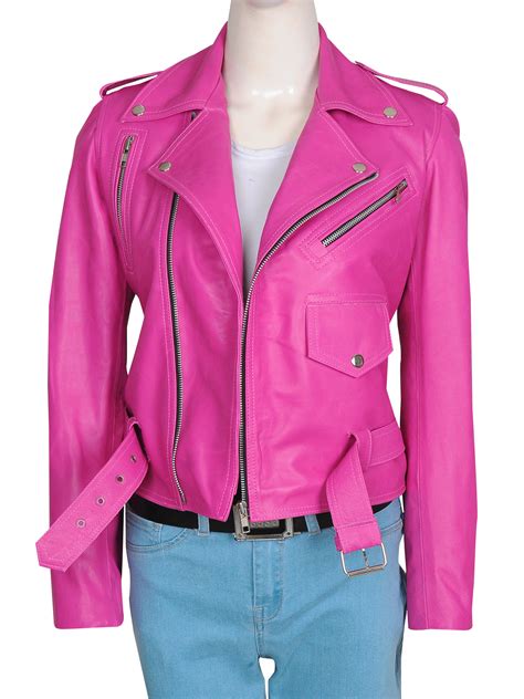 Fucshia Pink Hot Girl Leather Jacket Women Jacket Mauvetree