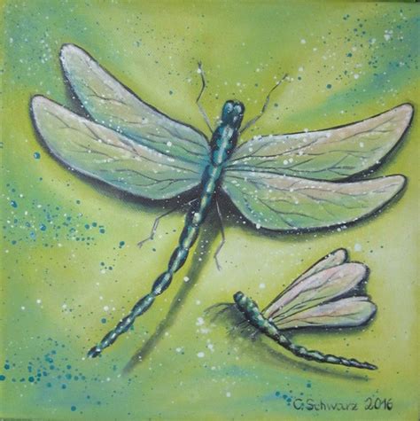 Acrylic Painting Dragonflies Art Canvas Picture T Etsy
