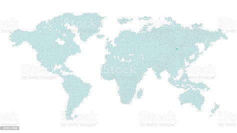 Vector World Map With Dot Pattern Background Stock Illustration