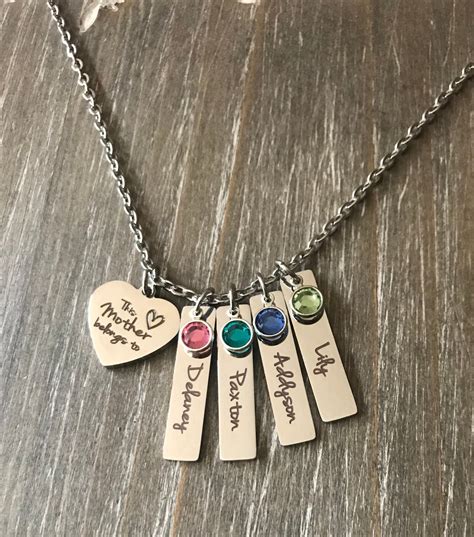 Mother Necklace Mother Name Birthstone Mom Jewelry Mothers Day