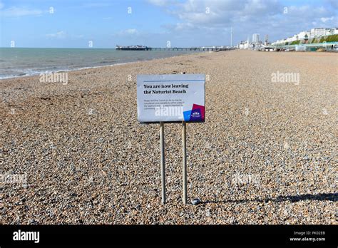 Boundary Notice Of The Naturist Beach On Brighton Seafront Near The