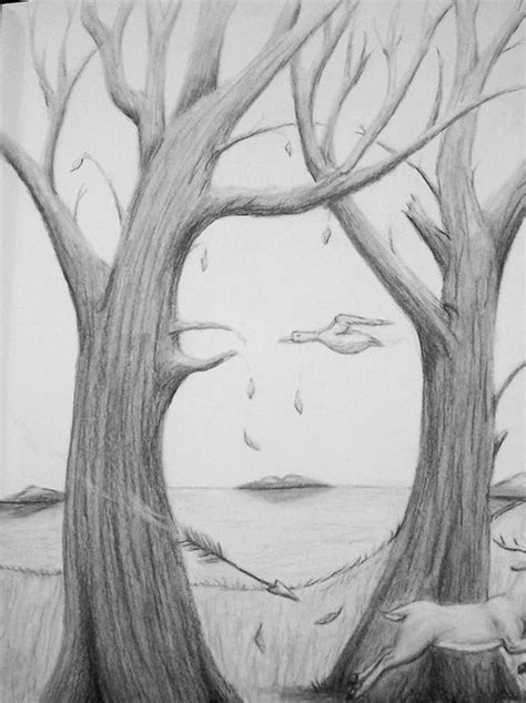 Tree Face Hidden Art Illusion Art