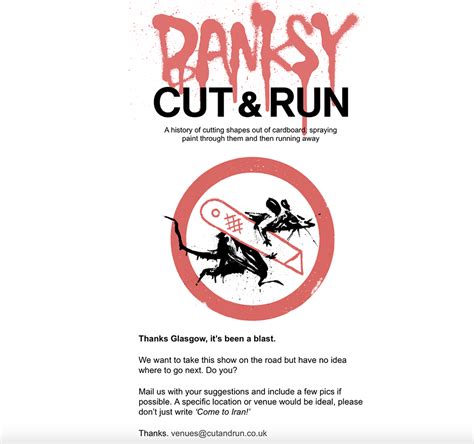 バンクシー14年ぶりの公式展「cut and run」をグラスゴーで開催