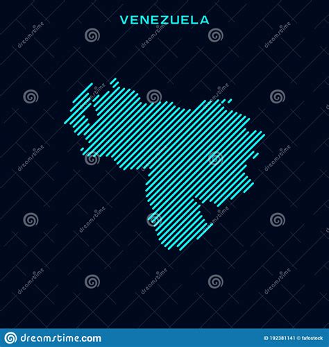 Venezuela Striped Map Vector Design Template With Blue Background