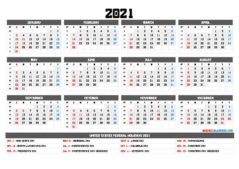 12 Month 2021 Printable Calendar Calendar Printables Free Templates