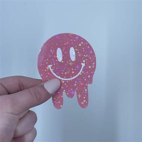 Melting Smiley Face Waterproof Vinyl Sticker Etsy