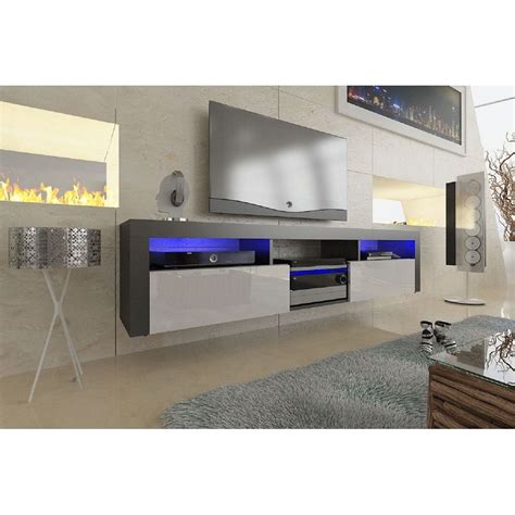 Bari Wall Mounted Floating Tv Stand With Color Leds Overstock Decor Home