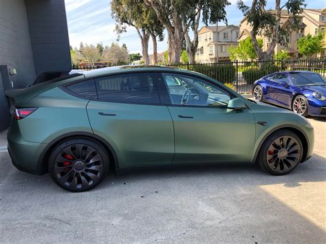 So I Decided To Wrap My Model Y Matte Pine Green Teslalounge
