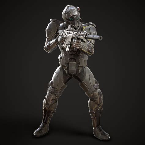 3d model scifi soldier character vr ar low poly rigged cgtrader