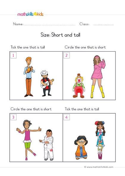 Comparing Size Worksheets Kindergarten