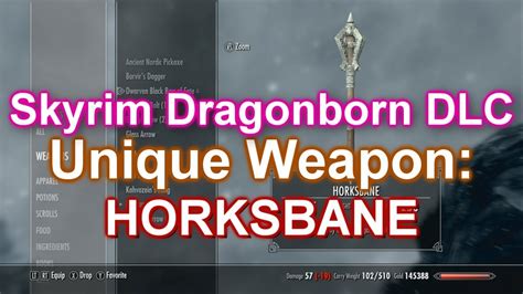 Skyrim Dragonborn Unique Weapon Horksbane Youtube