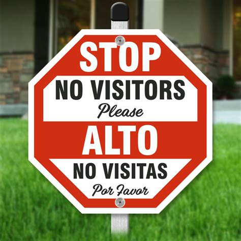 Bilingual Stop No Visitors Please Yard Sign D6035bi By