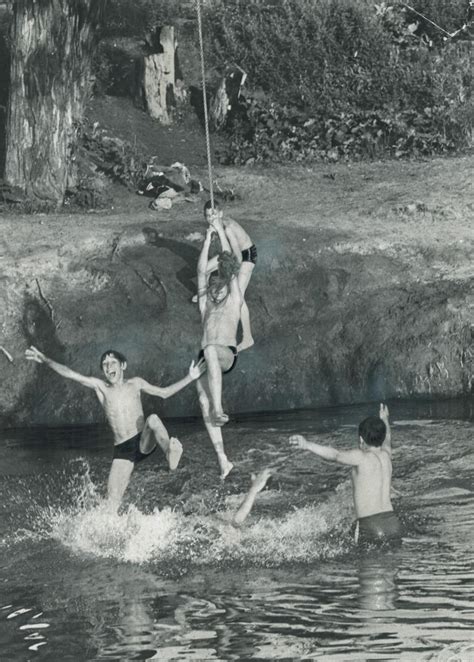 having a swinging time the old swimming hole was a great place to be yesterday when the