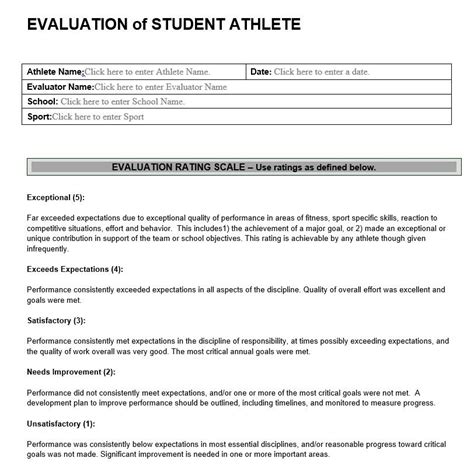Football player self evaluation form child care. Evaluation of Student Athlete | Athletic Performance ...