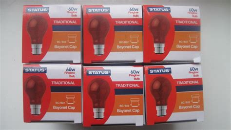 60w Red Fireglow Light Bulbs Bayonet Bc B22 For Flame Effect Electric