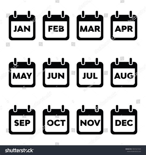 Set Basic Calendar Month Icons Vector Stock Vector Royalty Free