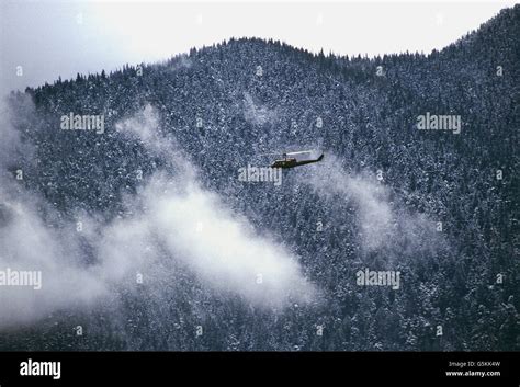 Us Army Helicopter Flyiing Along Hurricane Ridge Olympic National Park
