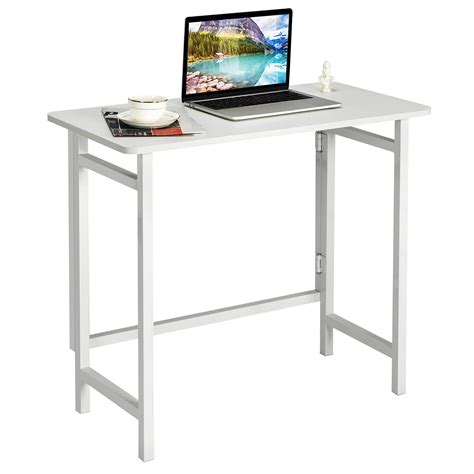 Buy Tangkula White Folding Desk Compact Computer Desk Modern Home