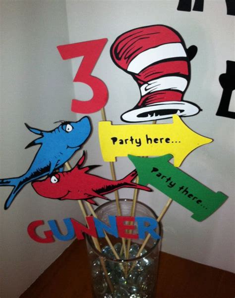 Dr Seuss Inspired Center Piece Personalized By Inspiredbylilymarie Cat