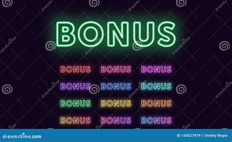 Neon Text Bonus Expressive Title Bonus Word Stock Vector