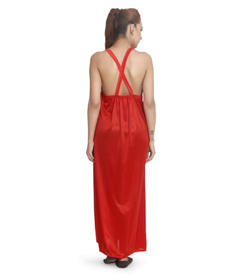 Buy Ellryza Red Satin Nighty And Night Gowns Pack Of 2 Online At Best Prices In India Snapdeal