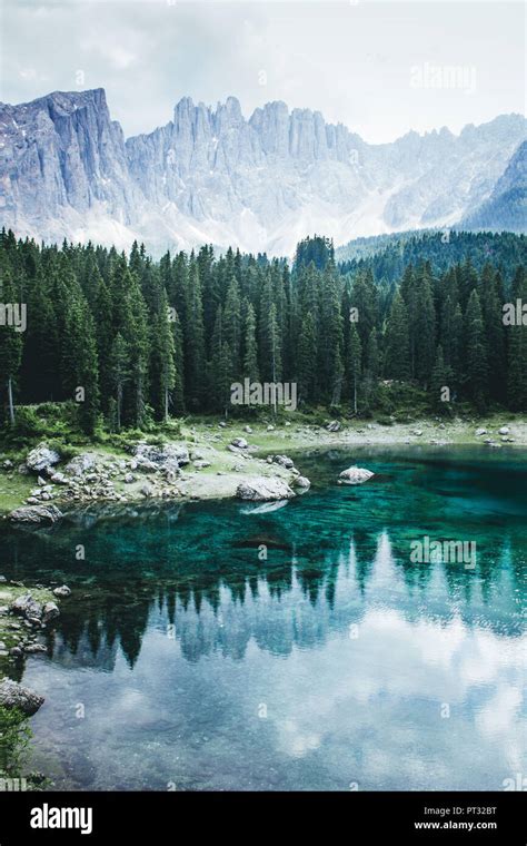 Italy South Tyrol Latemar Lake Karersee Stock Photo Alamy