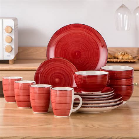 vancasso series bella 16 piece stoneware dinnerware set red dinner set service for 4