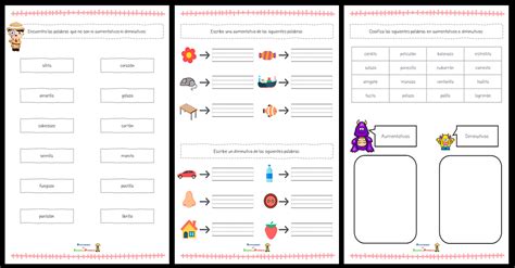 Fichas De Actividades Para Trabajar Los Aumentativos Y Los Diminutivos