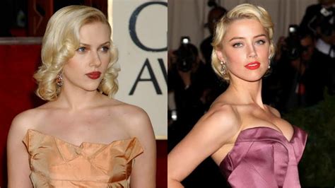 Scarlett Johansson Vs Amber Heard Who Looks Voguish In The Strapless Satin Dress