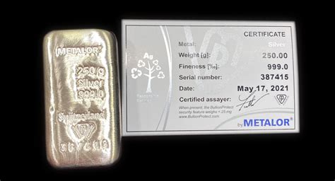 Metalor 250 Gr Silver Bar With Coa Coins And Collectables