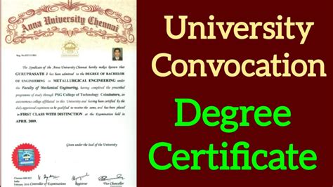 Anna University Degree Certificate Youtube
