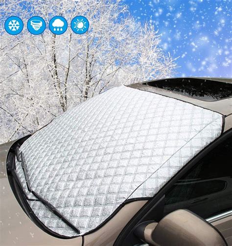 Smaluck Car Windshield Snow Cover Heavy Duty Ultra Thick Protective Windscreen Cover Snow Ice