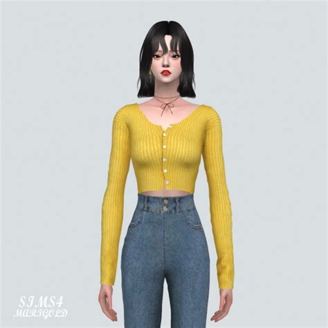Sims4 Marigold B Crop Cardigan • Sims 4 Downloads