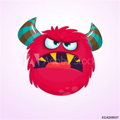 Angry Cartoon Monster Angry Red Monster Emotion Halloween Vector