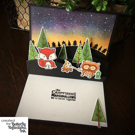For every $5.00 card sold, your scout earns $2.50 for themselves or their troop. Butterfly Reflections, Ink.: Cute Camping Pop Up card